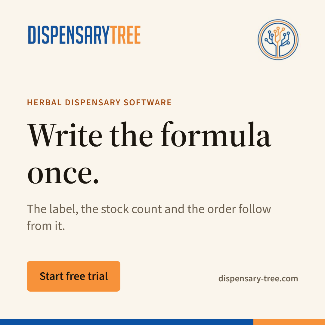 Dispensary Tree banner, Write the formula once.