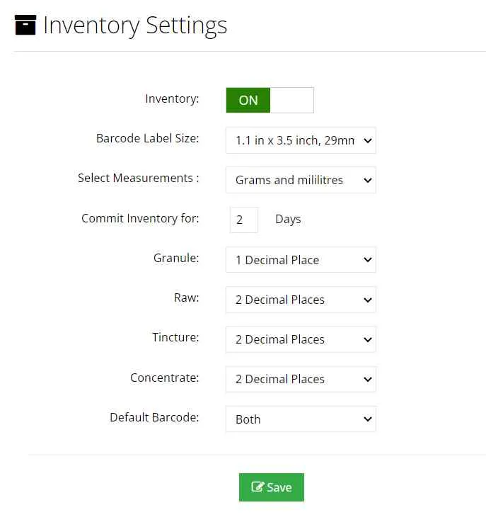 Inventory Settings 1 inventory settings 2
