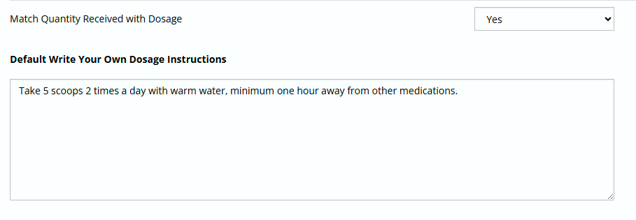 Formula Settings 5 formula options