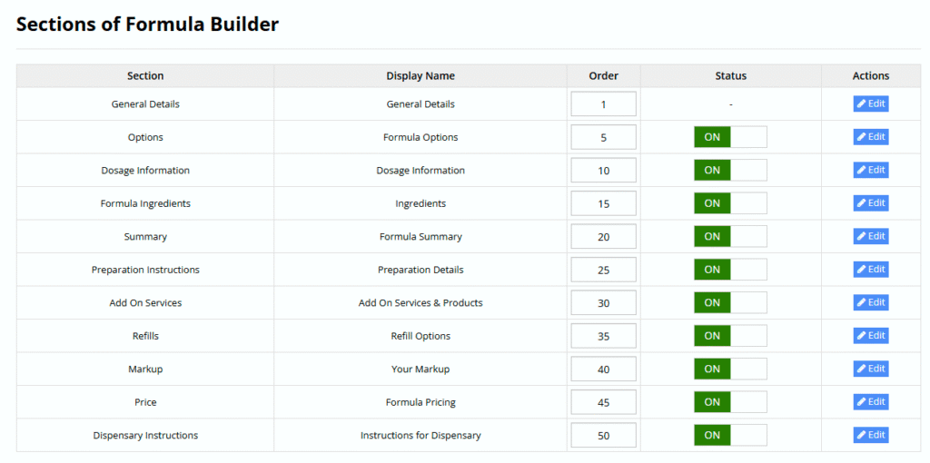 Builder Sections 1 sections of formula builder