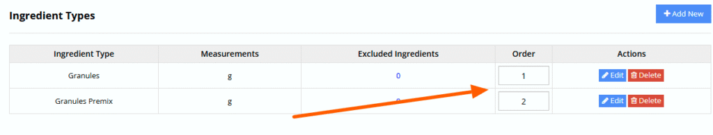 Converting 1 Ingredient Types Order