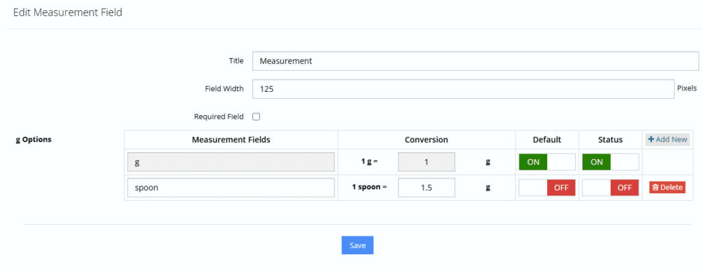 Total Quantity Dosage Mode 9 edit measurement field