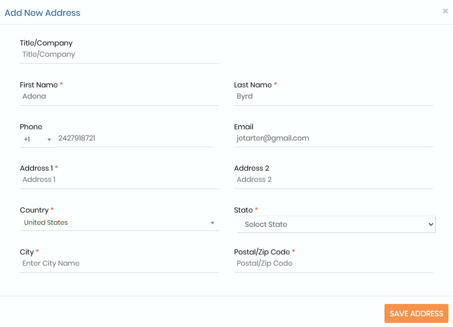 add new address form