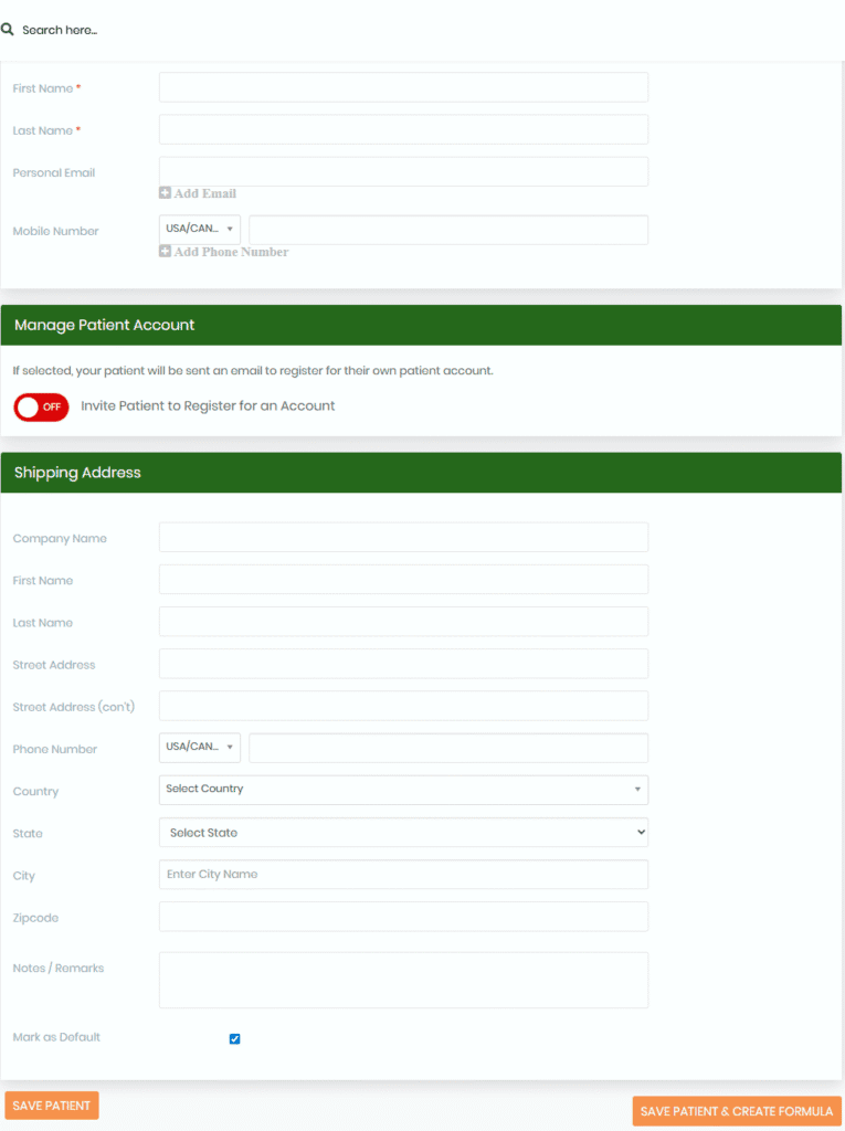 add new patient form