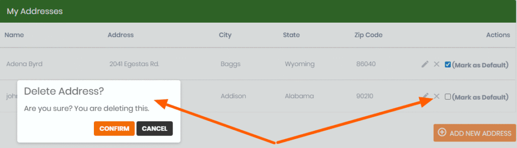 delete a patient address 1